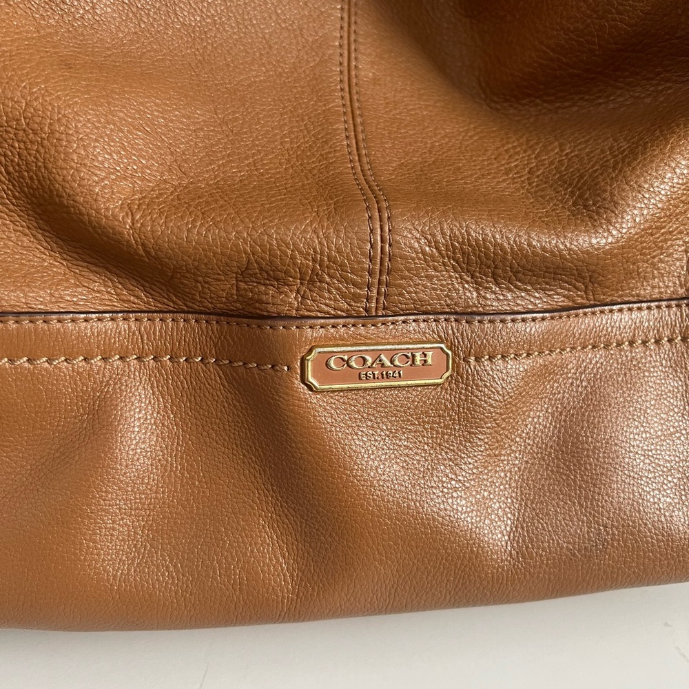 Coach Pebble Leather Hobo Shoulder Hand Bag F23293 Tan Brown - Picture 2 of 9